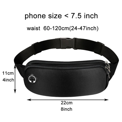 Sports Fanny Pack Women Belt Bag Men Running Waist Bag Phone Black Gym Bags Running Accessories