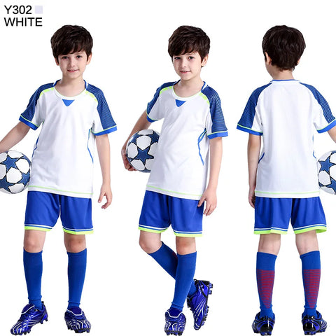 Kids Football Jersey Personalized Custom Boy Soccer Jersey Set Polyester Soccer Uniform Breathable Football Uniform For Children