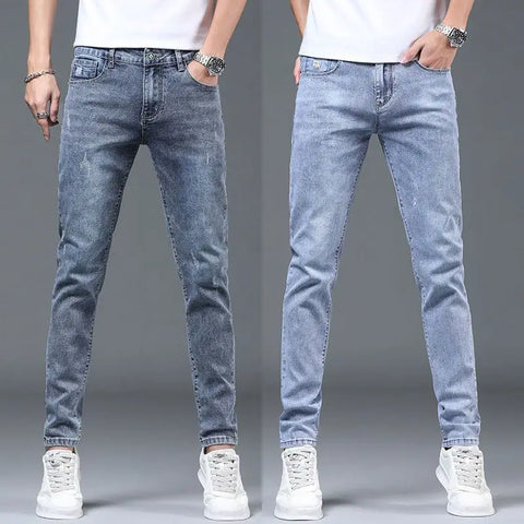 Men's Jeans Luxury Fashion Blue Softener Denim Jeans for Men's Spring and Autumn Stretch Casual Wear Korean Luxury Clothing