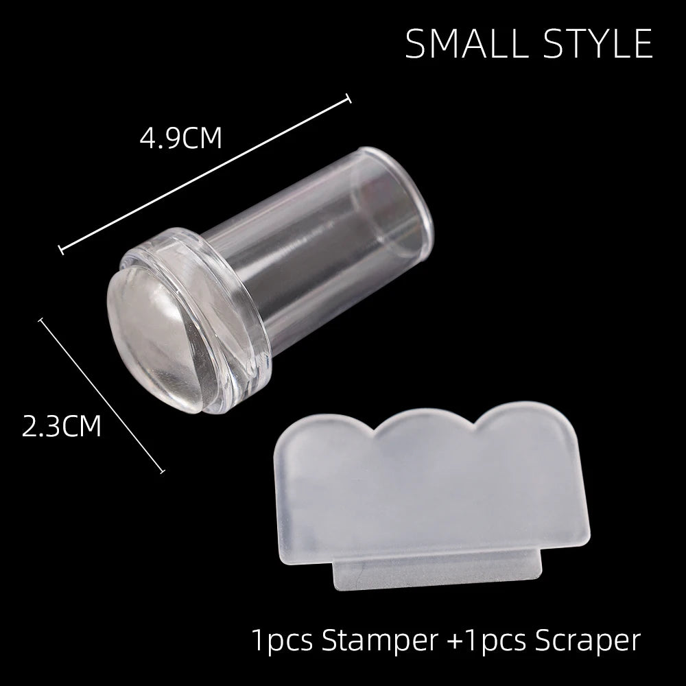 Transparent Nail Stamper with Scraper 2pcs Jelly Silicone Stamp