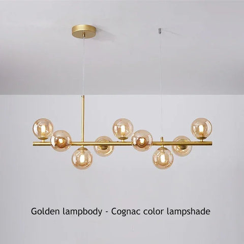 Modern Glass Ball Ceiling Chandelier for Table Dining Living Room Kitchen Island Molecule Pendant Lamp Indoor Lighting Fixture