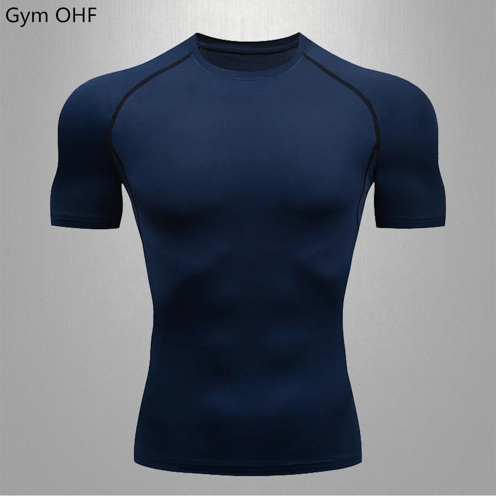 Gym T-shirt Men Rashguard Boxing Breathable T-shirts Long Sleeve Muay Thai Sportswear Bjj Muscle Compression Fitness Tights Tops