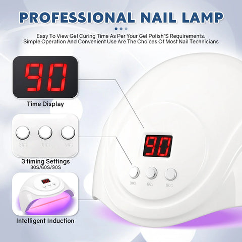 72W LED UV Lamp For Nails 24LEDS Gel Polish Drying Lamp With Smart Sensor Professional Nail Dryer Manicure Salon Equipment