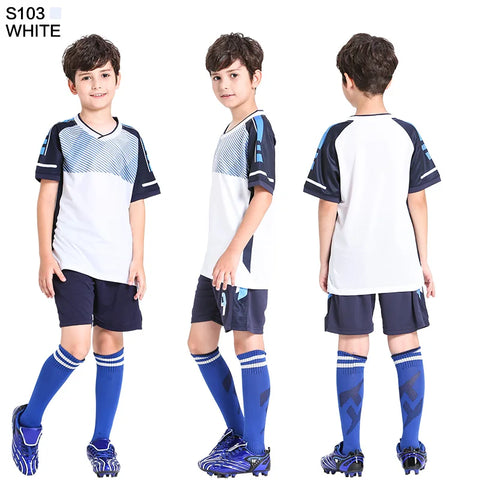 Kids Football Jersey Personalized Custom Boy Soccer Jersey Set Polyester Soccer Uniform Breathable Football Uniform For Children