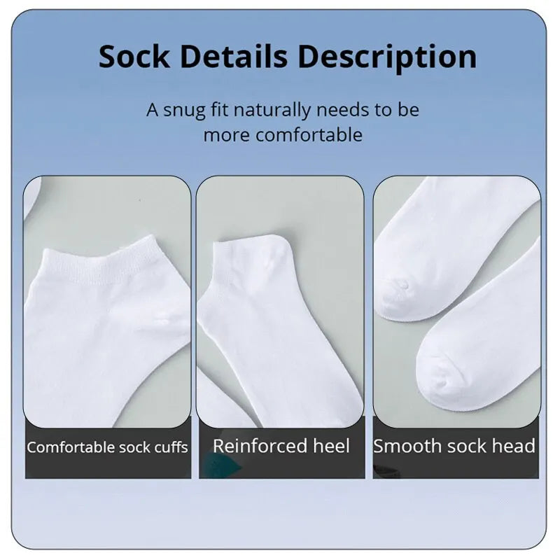 10 Pairs Unisex Casual Plain Color Boat Socks