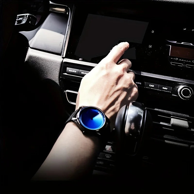 Individualization special design wristwatch blue dail,unique creative design fashion quartz men watch