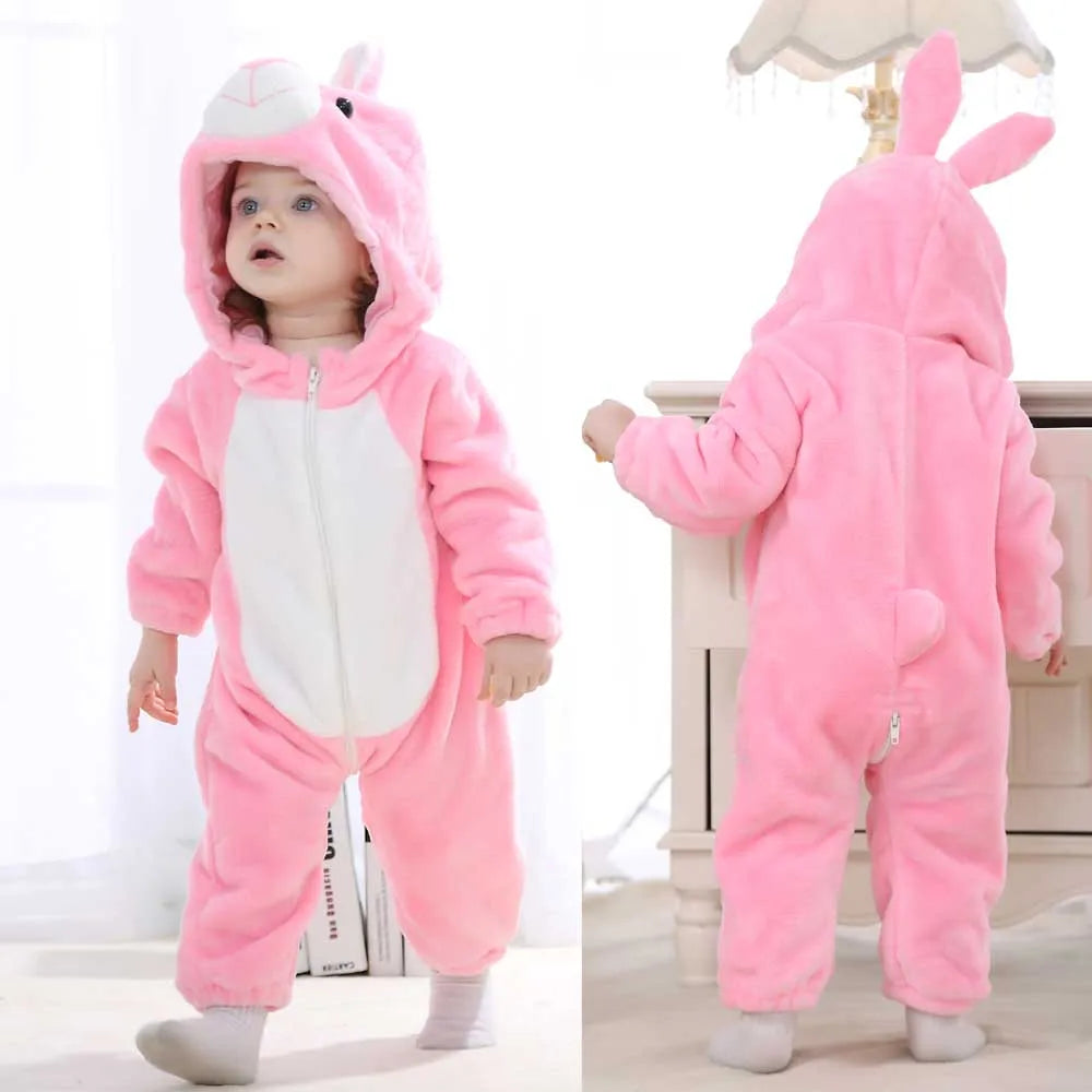 Newborn Baby Boy Clothing Animal Cartoon Hooded Jumpsuits Winter Baby Pajamas Onesies Kids Sleepwear Newborn Baby Pyjamas