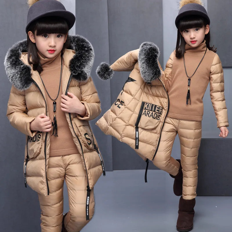 Girl Clothing Sets For Russia Winter Hooded Vest