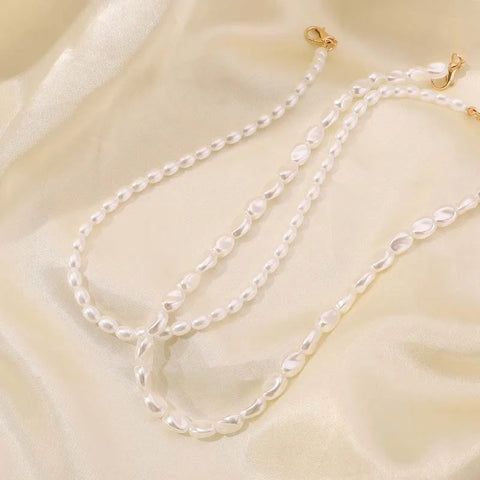 Vintage White Imitation Pearl Beads Choker Necklace for Women Elegant Double Layer Elastic Short Chain Necklace Wedding Jewelry