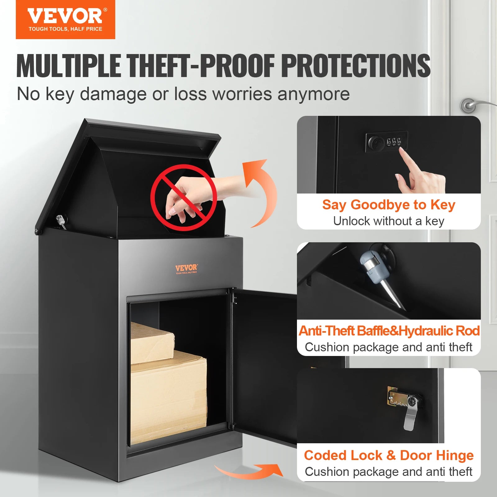 Anti-theft Mailbox IPX3 Waterproof Package Delivery Boxes