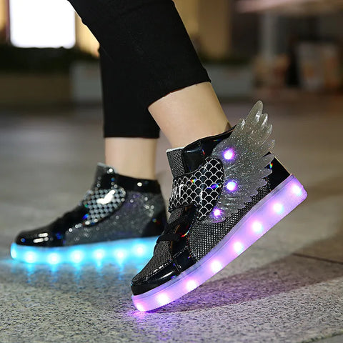 Led Light Shoes with Wing USB Charging Casual Sports Shoes