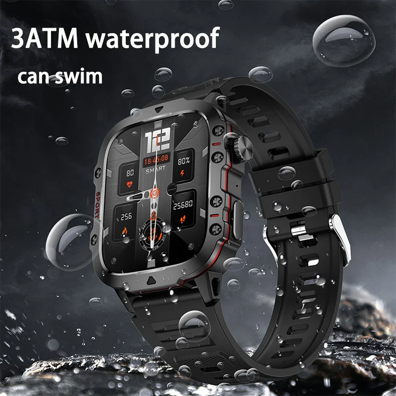 For Xiaomi Military Smart Watch Men IP68 GPS Outdoor 100+Sports Fitness Tracker Health Monitor 1.96" BT Call Smartwatch 2024 New