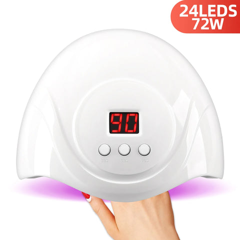 72W LED UV Lamp For Nails 24LEDS Gel Polish Drying Lamp With Smart Sensor Professional Nail Dryer Manicure Salon Equipment