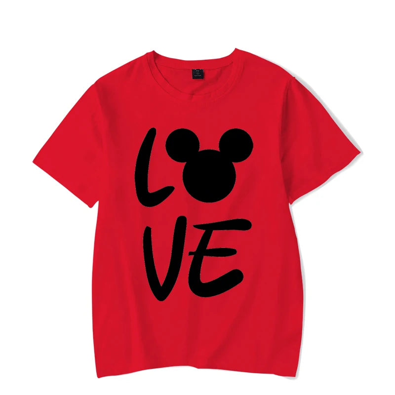 Couple Matching Outfits T-shirt LOVE Cute Cartoon Mouse Printing Unisex T-shirts Casual Short Sleeves Honeymoon Travel Tee Shirt