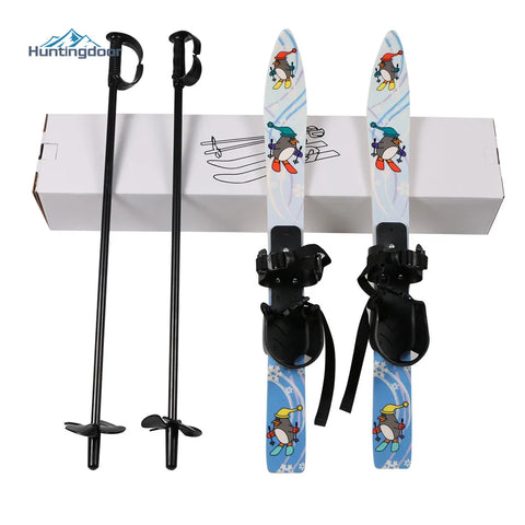 Children Ski Board Snowboarding Binding Ski Poles for Kids