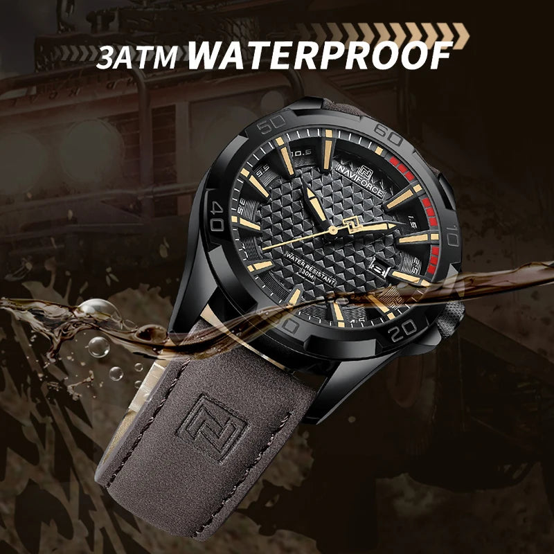 NAVIFORCE Men Casual Sport Military Quartz Calendar Wrist Watch for Man Business Leather Waterproof Male Clock Relogio Masculino