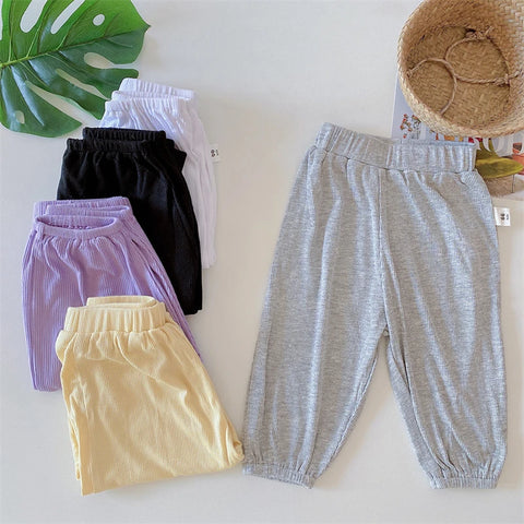 Summer Kids Pants Baby Girls Boys Casual Solid Trousers