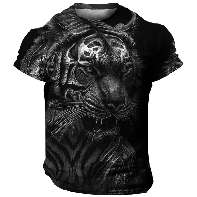 Men's T-Shirt 3D Tiger Print T Shirt Streetwear Quick Dry Fashion