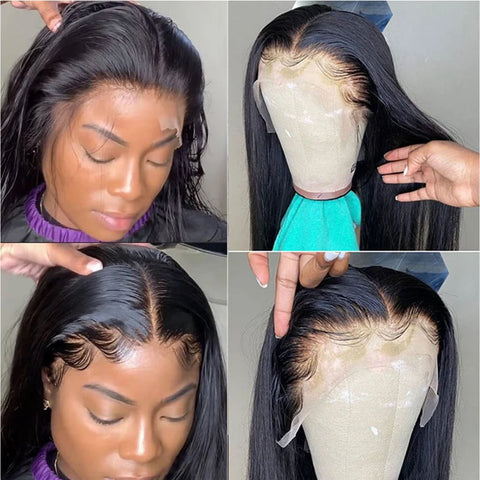 HD Lace Frontal Wig Straight Transparent 13x4 Lace Front Human Hair Wigs PrePlucked Bone Straight Human Hair Wigs For Women