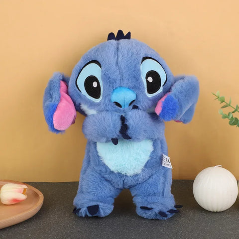 32CM Disney Stitch Plush Doll With Lighting Music Baby Sleeping Companion Sound Soothing Kawaii Plush Toy 2024 Breathing Toys