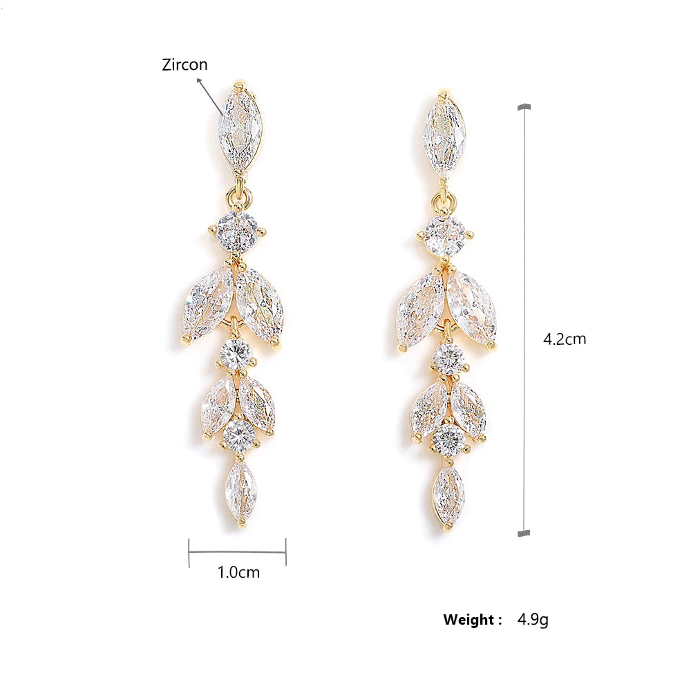 Leaf Zircon Bridal Earrings