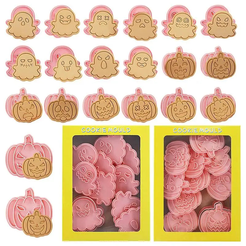 20pcs Halloween Cookie Cutters Durable PP material Baking Mold portable creative shape Biscuit Sandwich Cutters Bakeware Tool