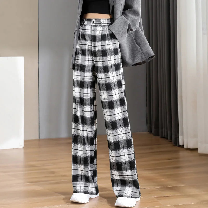 New Women'S Spring Autumn High Waist Thin Suit Pants Korean Loose And Elongated Vertical Tube Wide Leg Mopping Trousers Lady