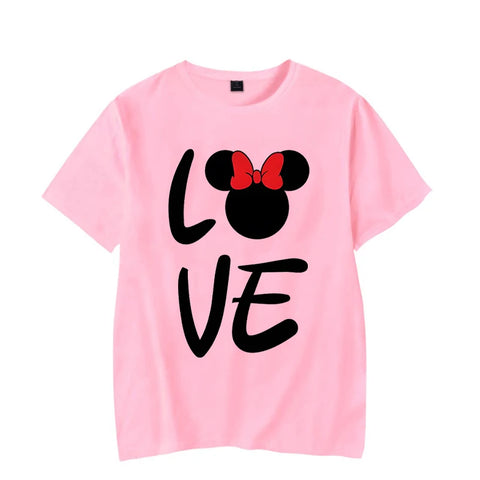 Couple Matching Outfits T-shirt LOVE Cute Cartoon Mouse Printing Unisex T-shirts Casual Short Sleeves Honeymoon Travel Tee Shirt