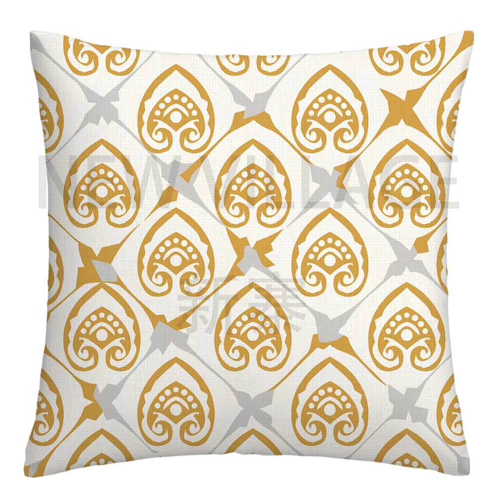 Yellow white geometric linen pillowcase sofa cushion cover home decoration can be customized for you 40x40 45x45 50x50 60x60