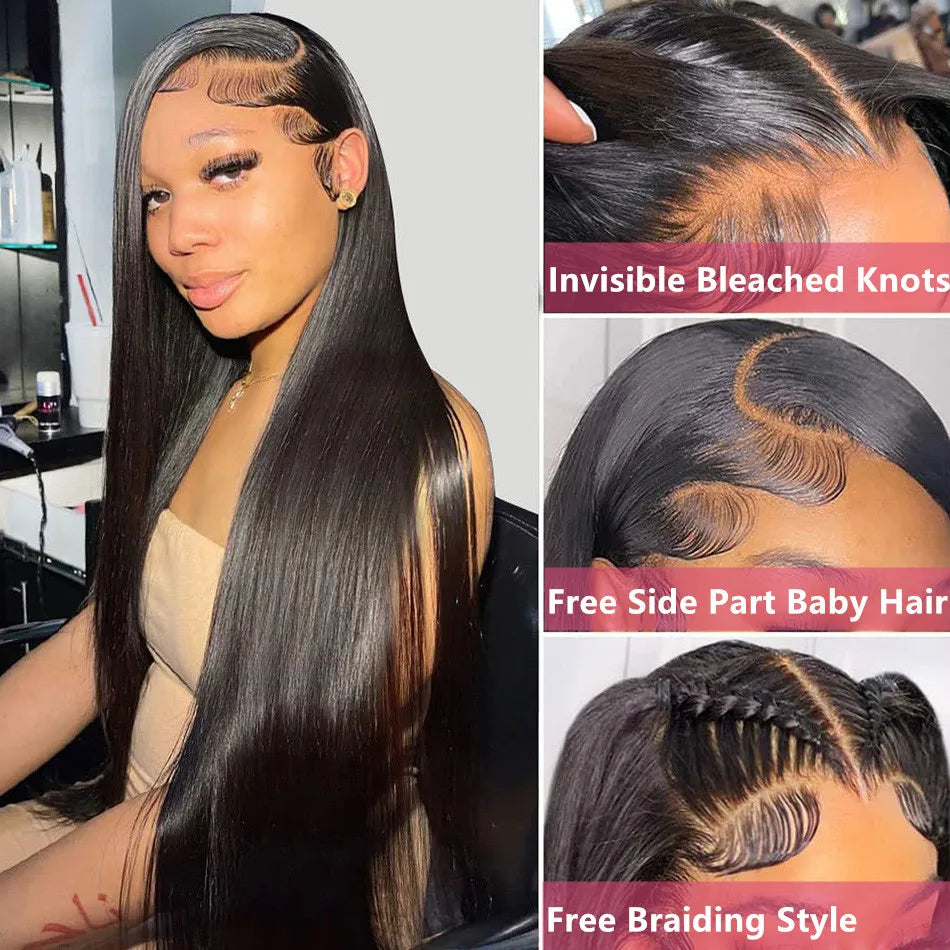 Glueless Wigs Human Hair Lace Frontal Wig Brazilian Straight Human