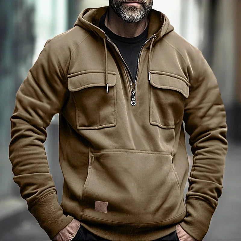 Half Zipper Men's Tactical Hoodies Solid