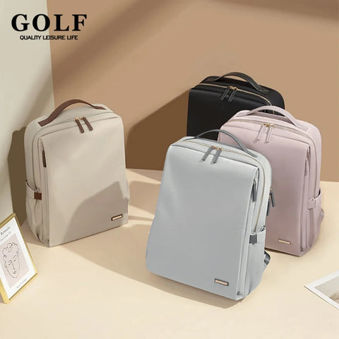 GOLF Women's Backpack Solid Color Nylon Laptop Bag 15.6 Inch Adult Female Backpack Travel Large Capacity Waterproof Fashion 2024