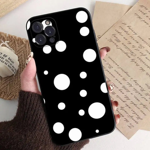 Black And White Polka Dot Phone Case For iPhone 8 7 6 6S Plus X SE 2020 XR XS 14 11 12 13 Mini Pro Max Mobile Case