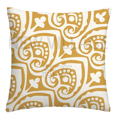 Yellow white geometric linen pillowcase sofa cushion cover home decoration can be customized for you 40x40 45x45 50x50 60x60