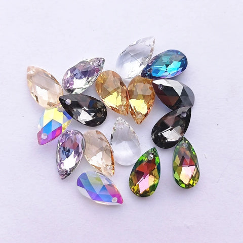 9x16MM Water Drop Single Hole Glass Rhinestone Pendant High Quality Crystal AB Pear Shaped Diamond for Necklace Accessories