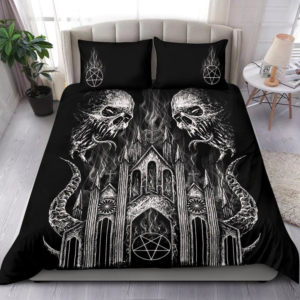 Skull Skeleton Satanic Goat Skull Duvet Cover Set