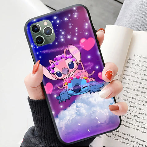 Black Case for iPhone 6 6s 5 5s 7 8 SE XR Plus 15 Pro Max Cover Z-63 Lilo & Stitch