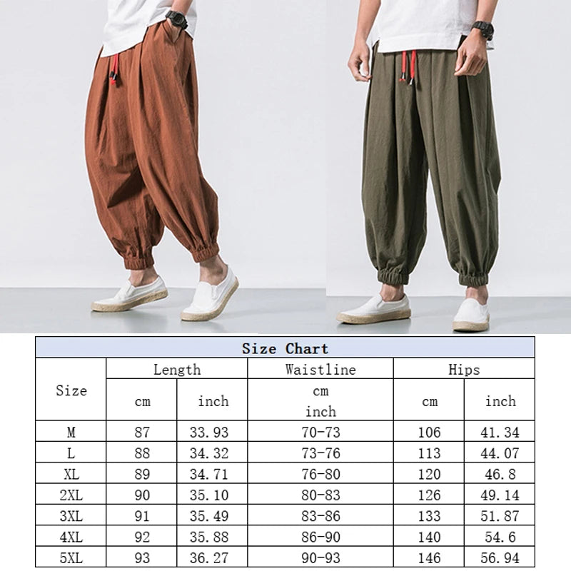 Mens Casual Harem Pants Hip Hop Elastic