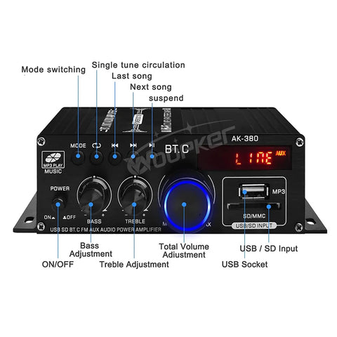 Digital Audio Amplifier 800W Bluetooth Power