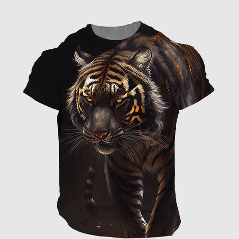 Men's T-Shirt 3D Tiger Print T Shirt Streetwear Quick Dry Fashion