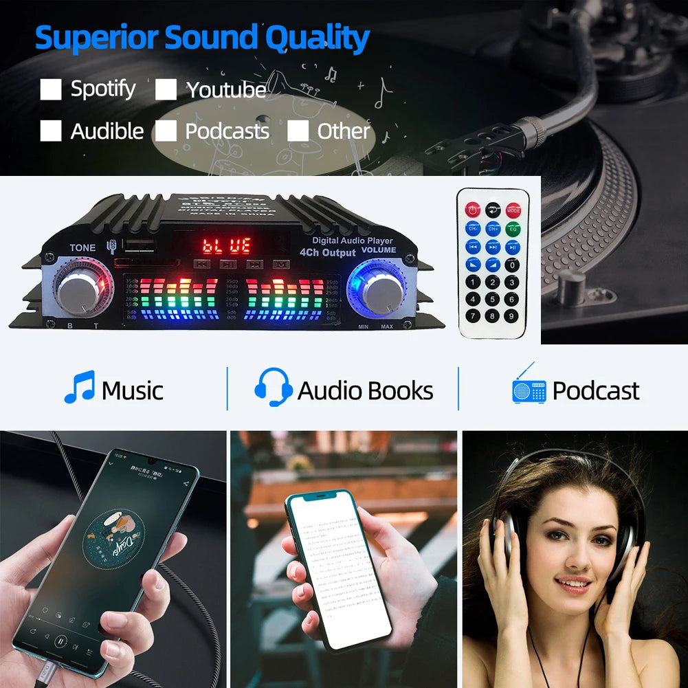 HiFi Sound Amplifier Digital 4 Channel Audio Amplifier