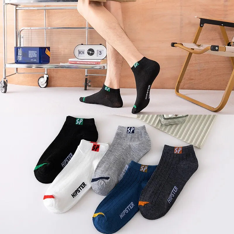 5 Pairs Mens Letters SP Short Socks Spring And Summer