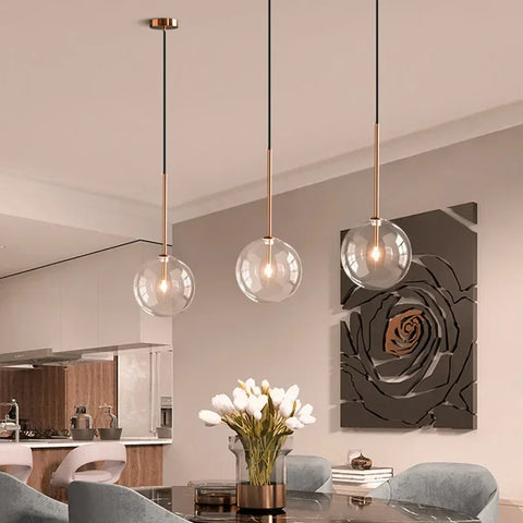 Nordic Chandeliers Lighting Clear Glass Ball Pendant Lights Dining Room Bedroom Decorate kitche Fixture Bedside Bar Hanging Lamp