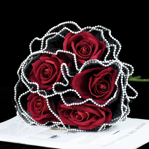 Yarn Rose Bouquet Packaging Paper Lace Mesh Handmade Gift Packaging
