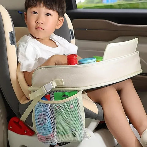 Car Seat Tray For Kids Foldable Multiple Pockets Waterproof Car