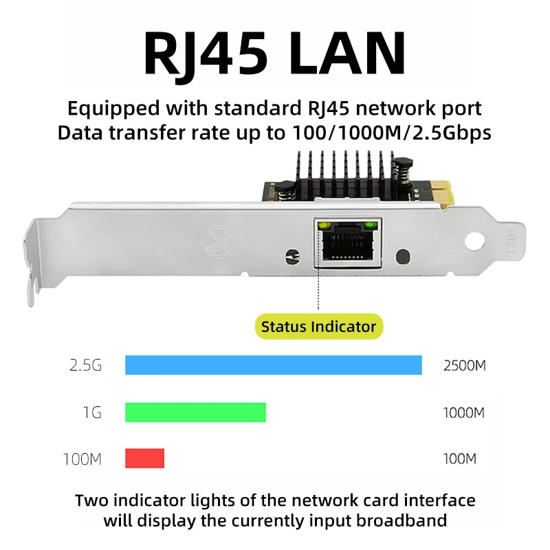 RTL8125BG Gigabit Ethernet PCI Express Network Card 10/100/2500Mbps 2.5Gbps RJ45 LAN PCIe Adapter for PC