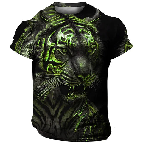 Men's T-Shirt 3D Tiger Print T Shirt Streetwear Quick Dry Fashion