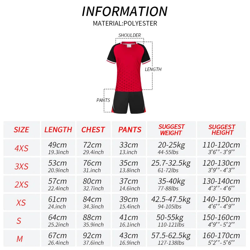 Kids Football Jersey Personalized Custom Boy Soccer Jersey Set Polyester Soccer Uniform Breathable Football Uniform For Children