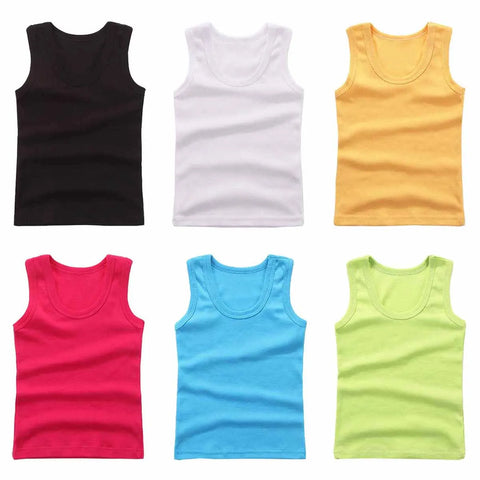 Kids Underwear Boys Vests Children Summer Vest Tops for Girls Solid Tank Top Boy Clothes Cotton Tees Sleeveless 2 to 12Y