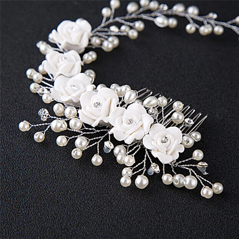 Luxury Wedding Hair Jewelry For Bridal Pearl Hair Comb Hand Made Hair Accessory New